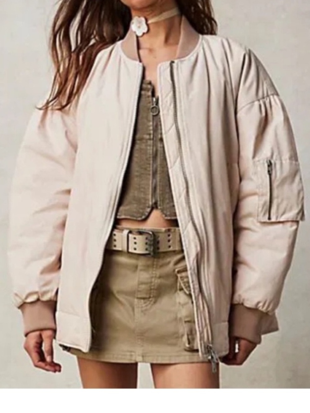 We The Free Small Jacket Becca Bomber Jacket Ivory & Orange inside Free People